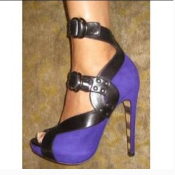 Georgina Goodman Nelson 2 Suede Purple/Black Heels - Picture 3 of 16